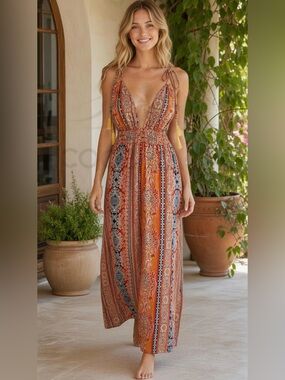 Karina Bohemian Backless Tassel Sundress Dress